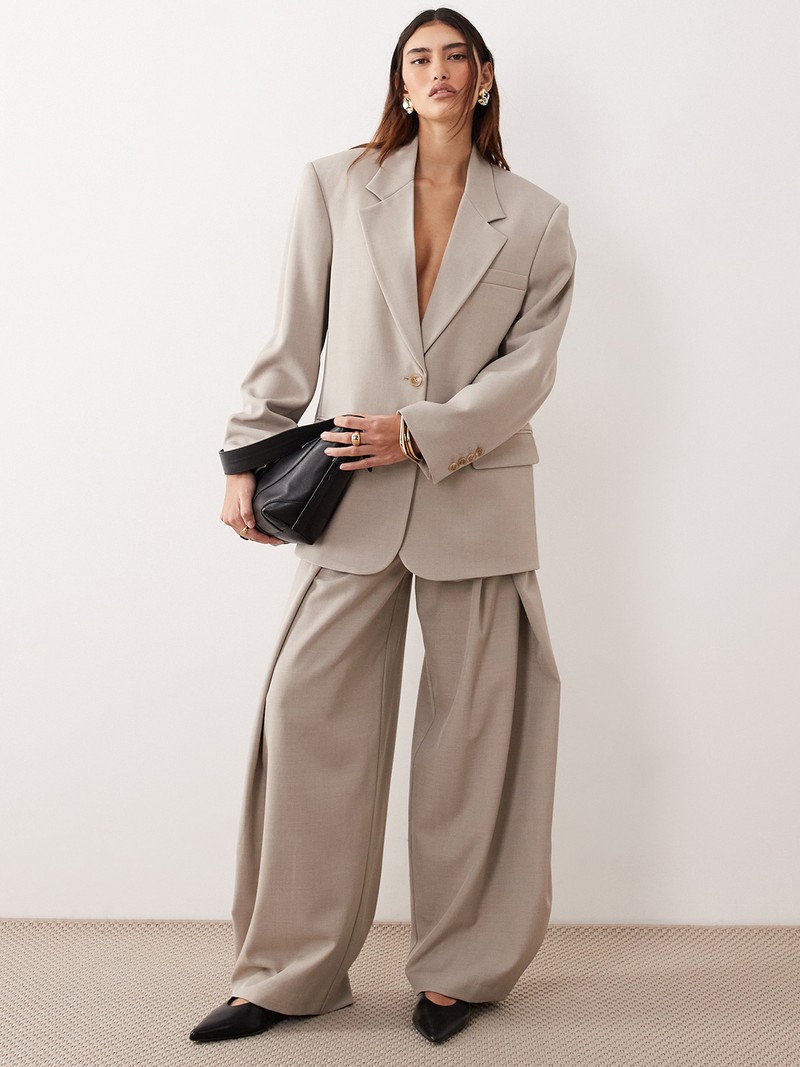 Pleat Front Wide Leg Trousers Co-Ord