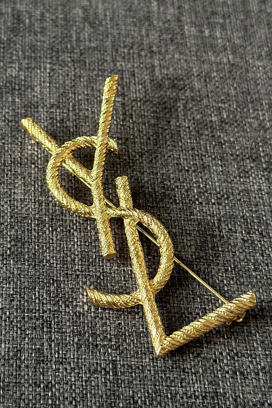 Vintage Golden Brooch Pin from YSL