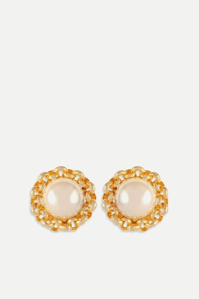 Vintage Gold Plated Faux Pearl Clip-On Earrings from Susan Caplan 