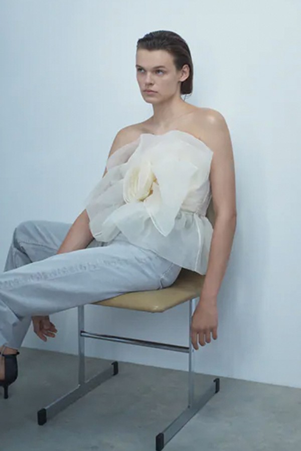 Organza Top With Flower