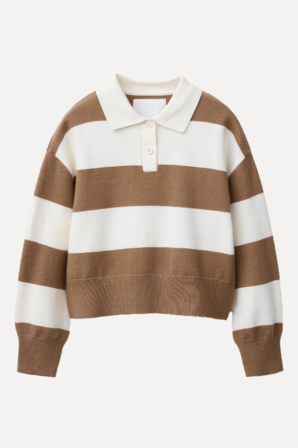 STRIPED KNIT POLO SHIRT