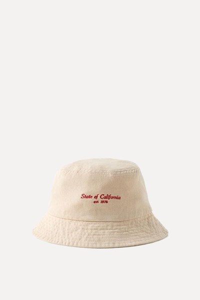 Embroidered Slogan Bucket Hat from Zara