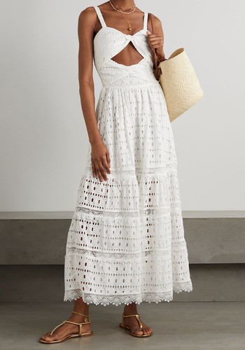 Rosie Cutout Broderie Anglaise Cotton-Voile Maxi Dress from Waimari