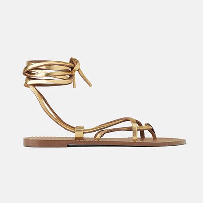 Flat Leather Sandals from Zara