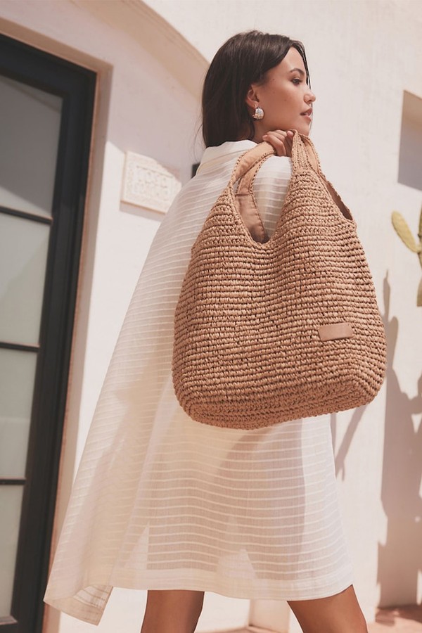 Neutral Straw Shopper Bag from Next