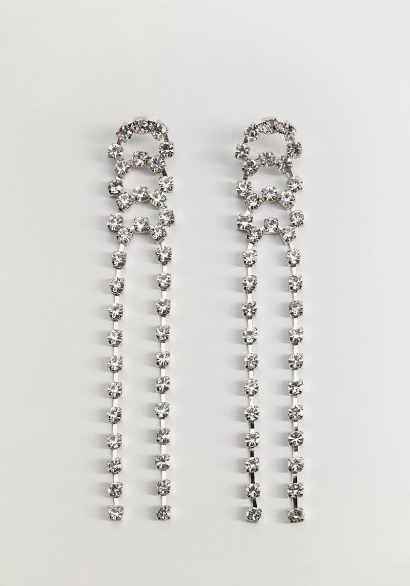 Rhinestone Peandant Earrings from Mango