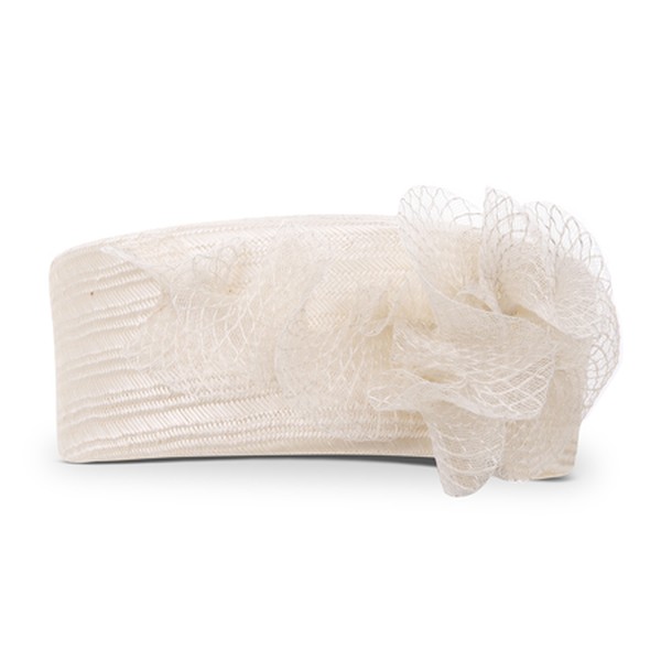 Ivory Circular Woven Straw Pillbox from Jane Taylor