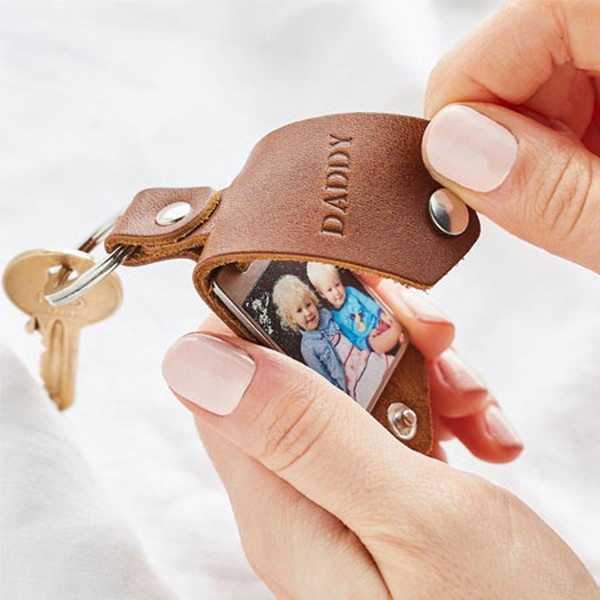 Personalised Photo Keyring In Leather Case from CreateGiftLove