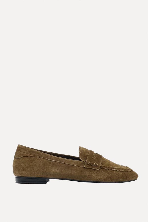 Stitched Split Suede Loafers