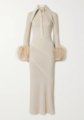 Dana Boa Feather-Trimmed Maxi Dress from 16Arlington