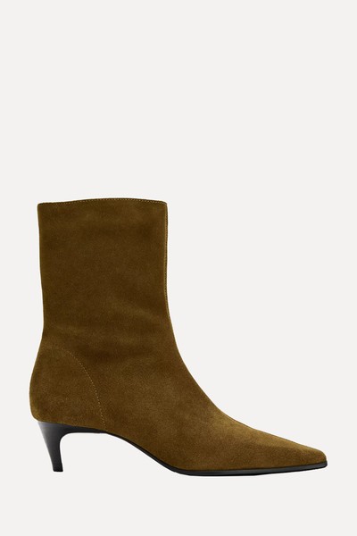 Split Suede Kitten Heel Ankle Boots from Zara