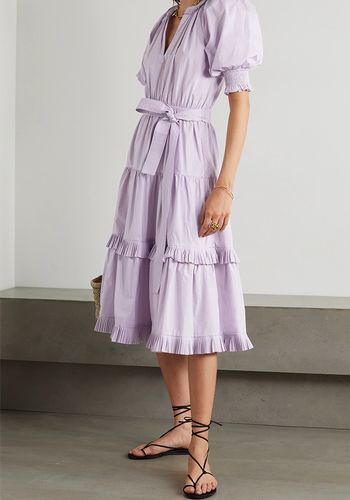 Dasha Belted Tiered Cotton-Poplin Midi Dress from Ulla Johnson