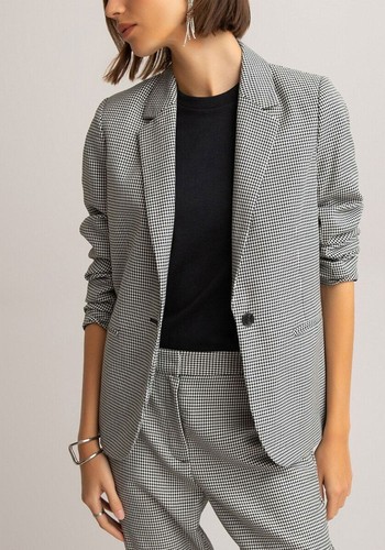 Fitted Houndstooth Check Blazer from La Redoute