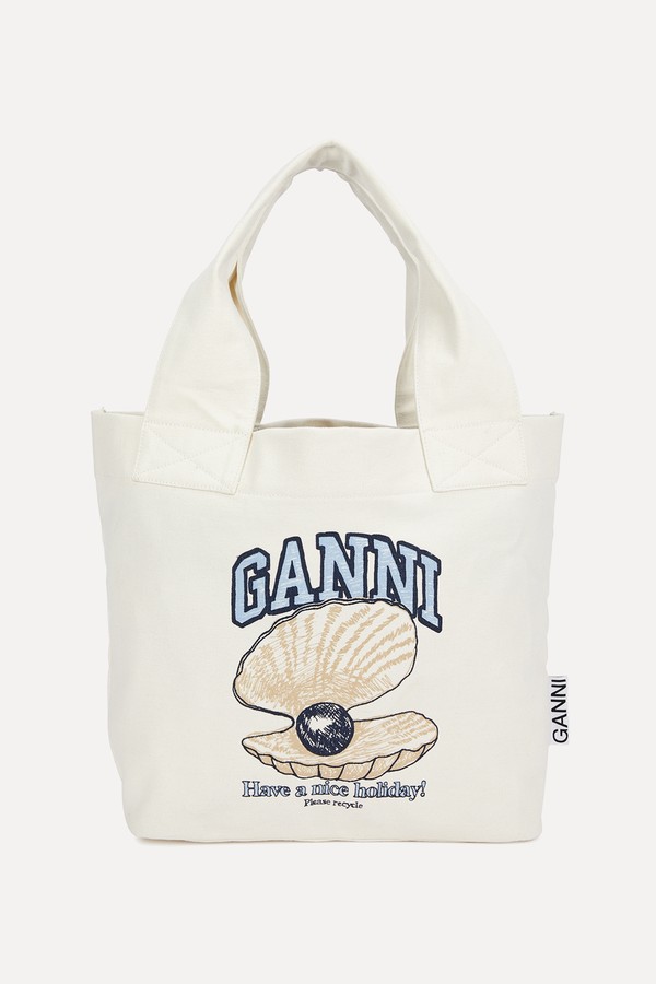 Logo-Print Canvas Tote from Ganni