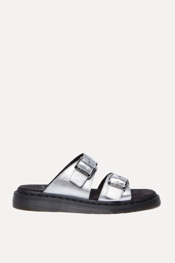 Josef Metallic Leather Slide Sandals