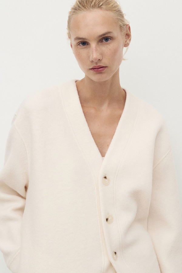 Cotton & Wool Cardigan With Button Fasteners from Mango