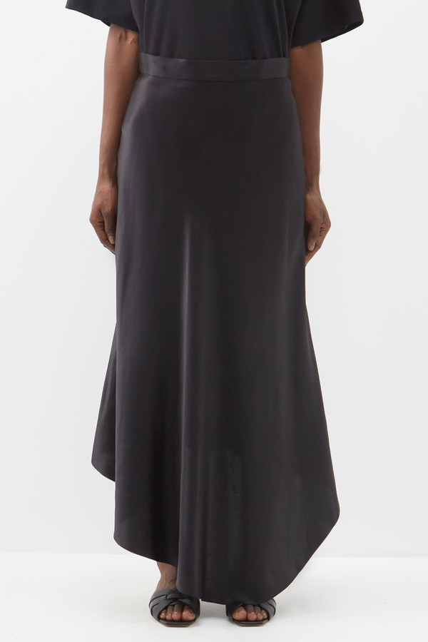 Dip-Hem Silk-Satin Midi Slip Skirt from Raey