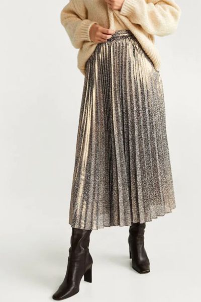 Metallic Pleated Skirt from Mango