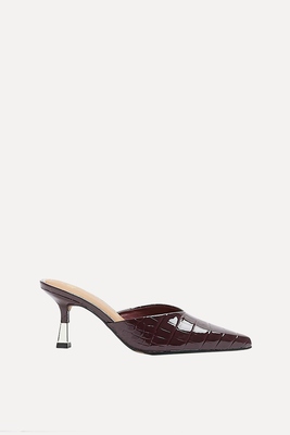 Red Croc Embossed Heeled Court Shoes from River Island