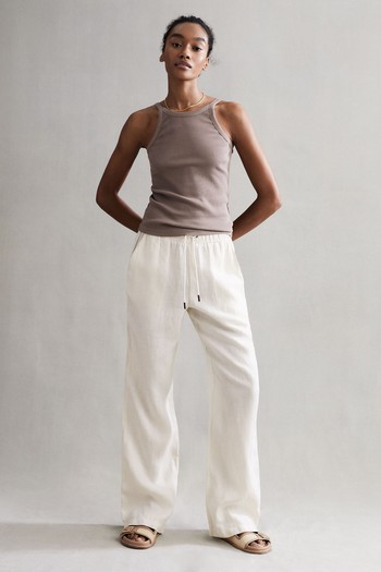 Cle Linen Wide Leg Drawstring Trousers