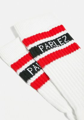 Red & White Colour Block Socks from Parlez