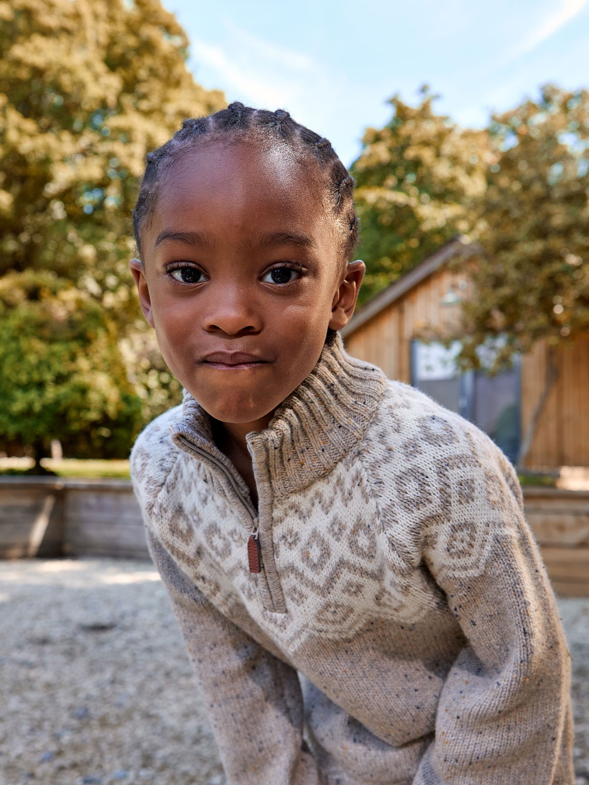 Natural Fair Isle Half Zip Knit Jumper