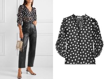 Julius Ruffled Polka-Dot Fil Coupé Silk-Blend Chiffon Blouse from Alice + Olivia