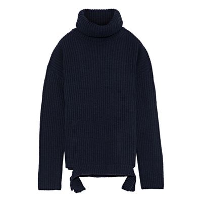 Cherry Ribbed Wool Turtleneck Sweater from Iris & Ink
