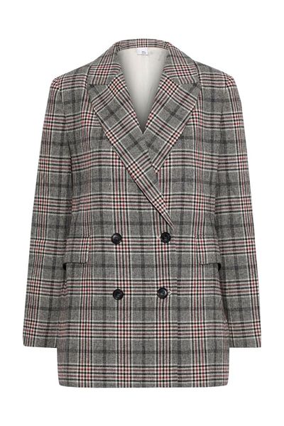 Kaira Double-Breasted Checked Jacquard Blazer