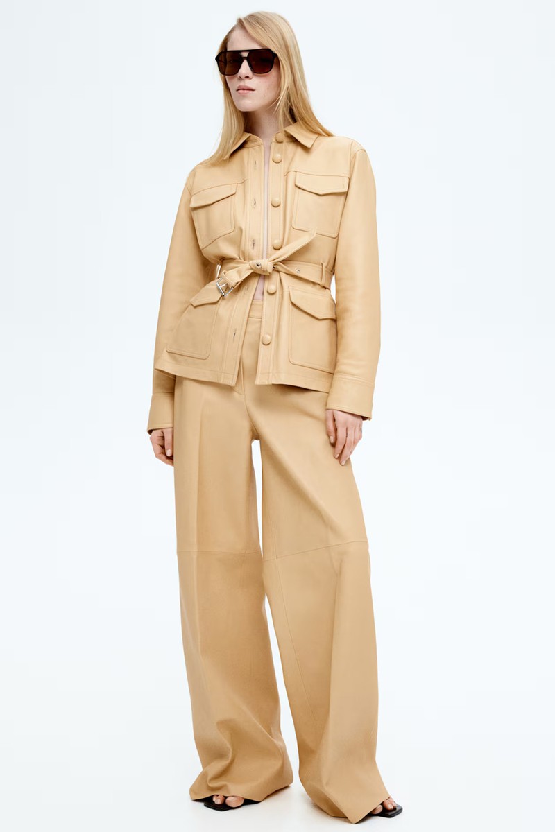 Straight Leather Trousers