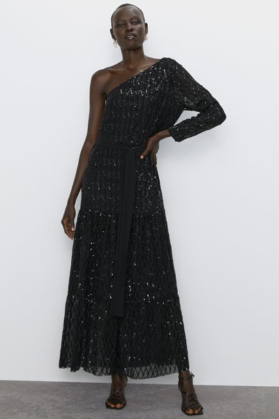 Sequinned Asymmetric Dress