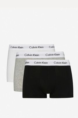 Cotton Stretch Low-Rise Trunks Pack Of Three from Calvin Klein