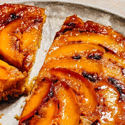 Upside-Down Nectarine Cake With Thyme Cream