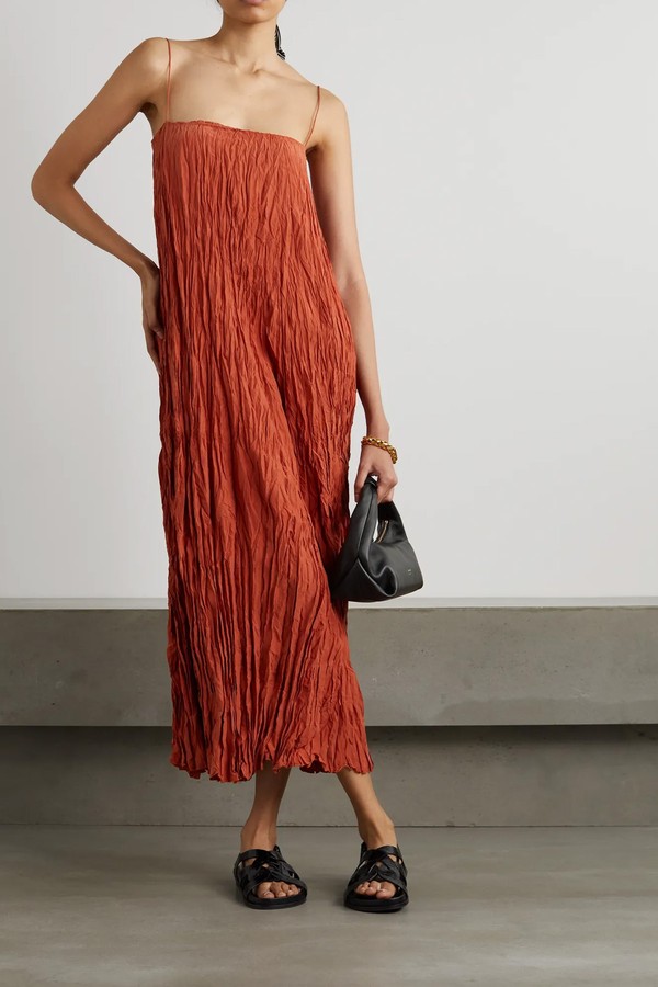 Crinkled Silk-Habotai Maxi Dress from Totême
