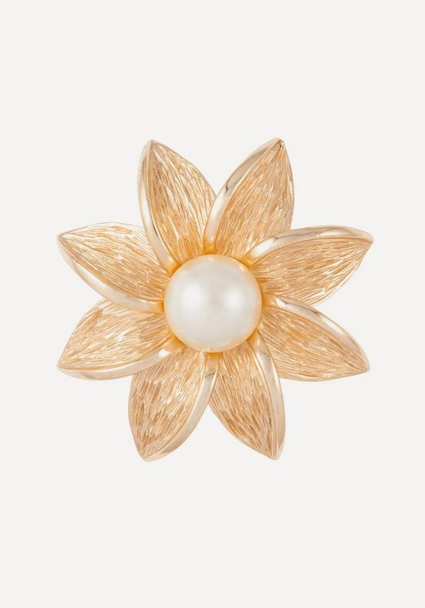 Gold-Plated 1960s Trifari Faux Pearl Flower Brooch from Susan Caplan