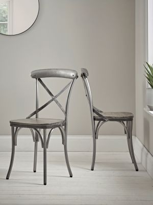  Set of Two Wood Antique Cross Backed Dining Chairs, £211.99