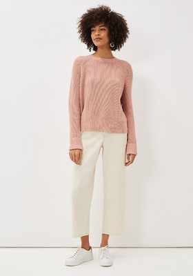 Pure Cotton Textured Crew Neck Jumper from Phase Eight