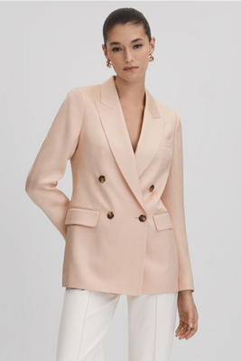 Eve Double Breasted Satin Blazer from Reiss