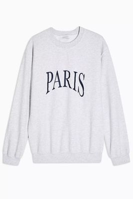 Grey Paris Embroidered Sweatshirt