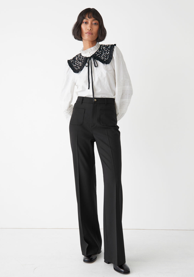 Flared Patch Pocket Trousers