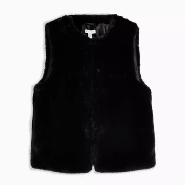 Black Faux Fur Gilet