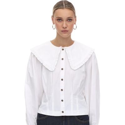 Wide Collar Poplin Shirt from Ganni