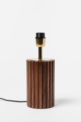 Fluted Brown Wooden Lamp Base from Oliver Bonas