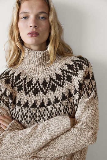 Wool Blend Jacquard Knit Sweater