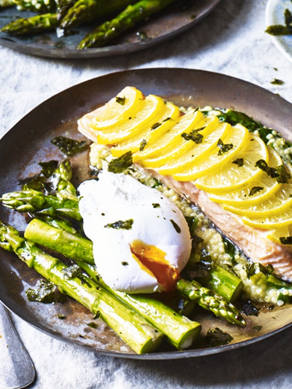 Baked Salmon, Poached Egg & Asparagus