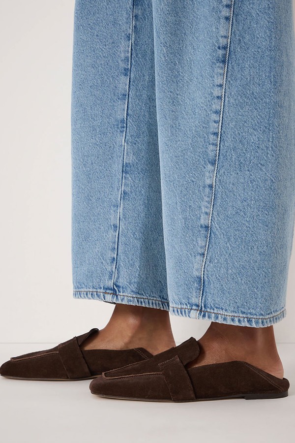 Sora Square-Toe Suede Loafers from HUSH