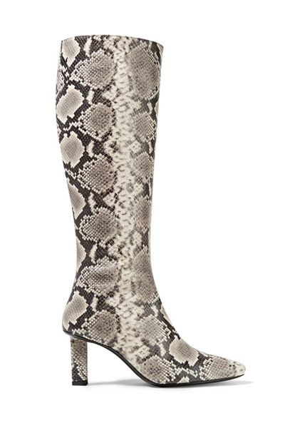Snake- Effect Leather Knee Boots from Staud