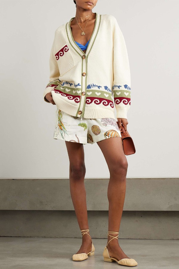  Bath House Oversized Jacquard-Knit Organic Cotton Cardigan from ALÉMAIS