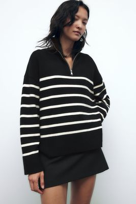 Striped Sweater With Zips from Zara