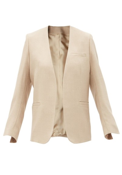 Jumbo Collarless Wool-Blend Twill Jacket from Totême